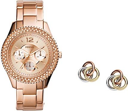 Fossil Stella Rose Gold Dial Rose Gold Steel Strap Watch for Women - ES3590 Watches Fossil   