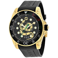 Gucci Dive Quartz Black Dial Black Rubber Strap Watch For Men - YA136219 Watches Gucci   