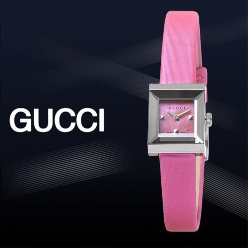 Gucci G-Frame Square Fuchsia Mother of Pearl Dial Fuchsia Leather Strap Watch For Women - YA128533 Watches Gucci   