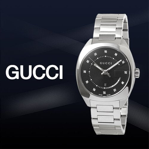 Gucci GG2570 Diamonds Black Dial Silver Steel Strap Watch For Women - YA142404 Watches Gucci   