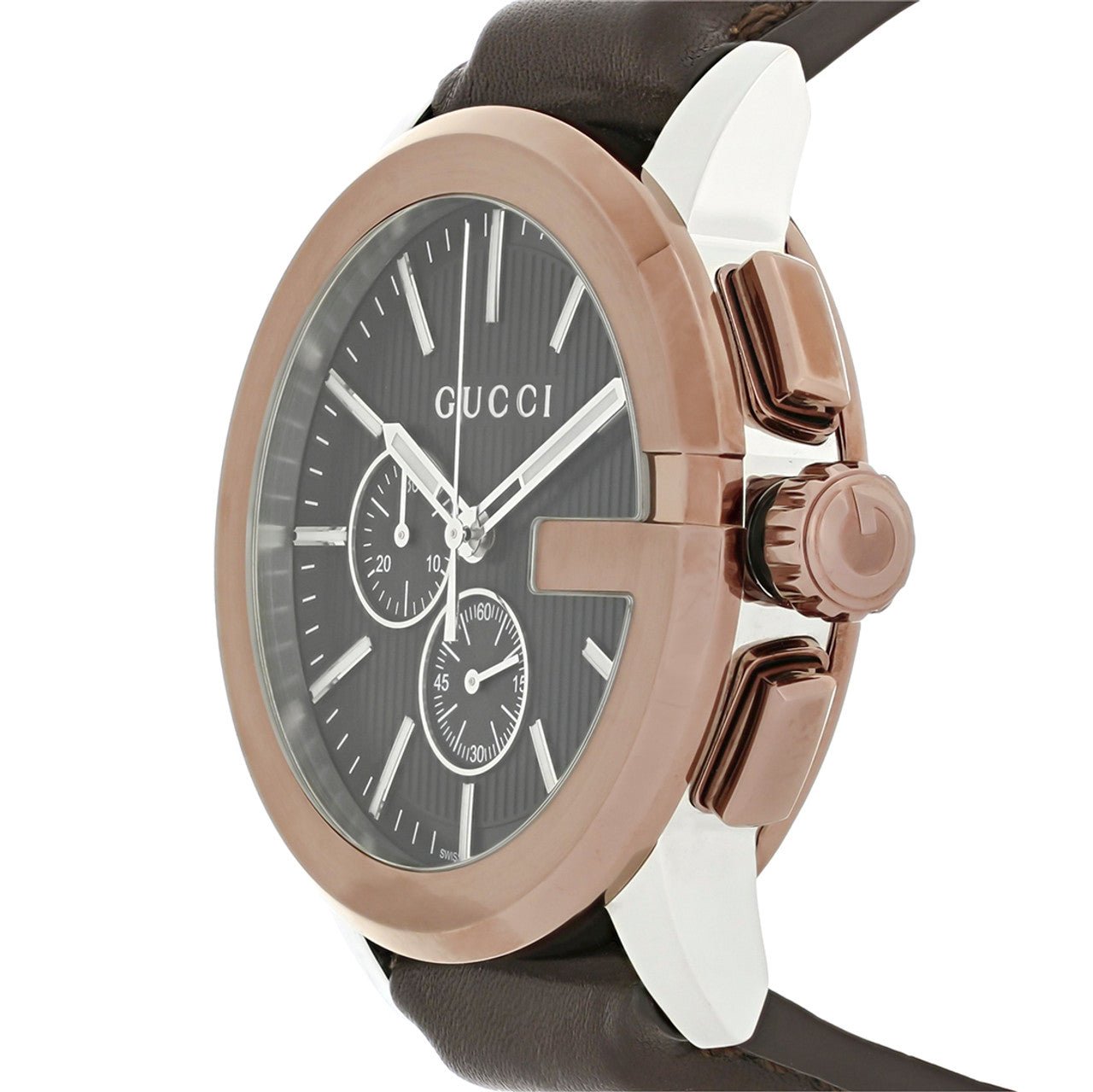 Gucci G Chrono Black Dial Black Leather Strap Watch For Men - YA101202 Watches Gucci   