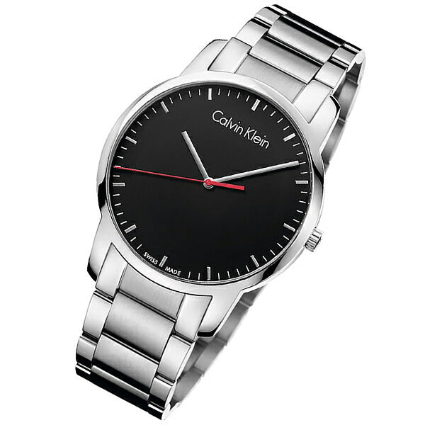 Calvin Klein City Black Dial Silver Steel Strap Watch for Men - K2G2G141 Watches Calvin Klein   