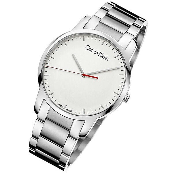 Calvin Klein City Quartz White Dial Silver Steel Strap Watch for Men - K2G2G1Z6 Watches Calvin Klein   