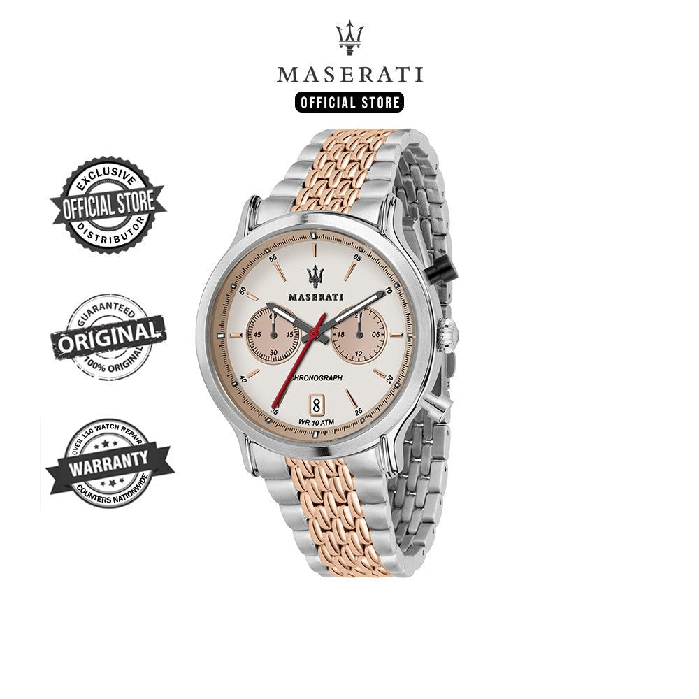 Maserati Legend Chronograph 42mm Ivory Dial Stainless Steel Watch For Men - R8873638002 Watches Maserati   