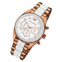 Emporio Armani Sportivo White Dial Rose Gold & White Stainless Steel Watch For Women - AR5942 Watches Emporio Armani   