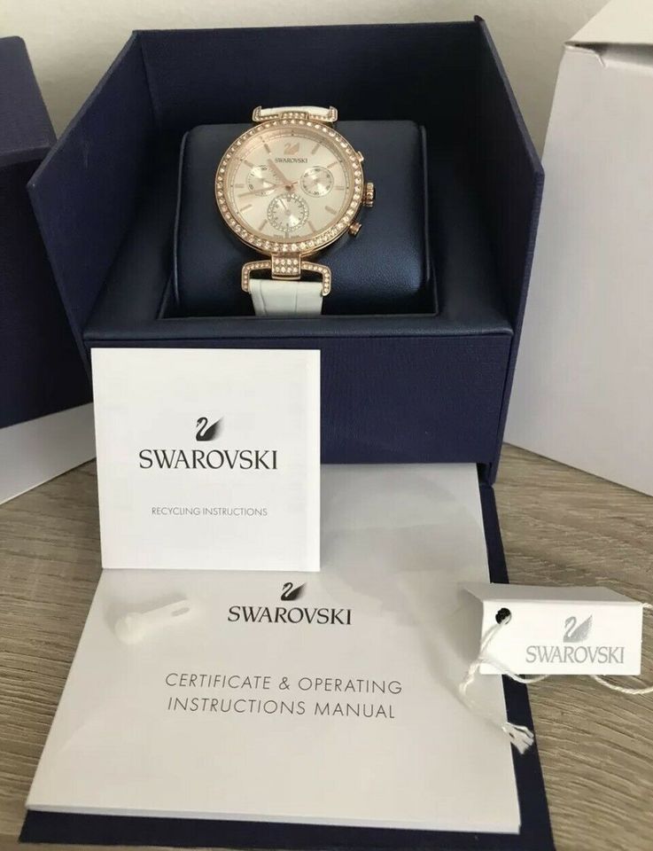 Swarovski Era Journey Silver Dial White Leather Strap Watch for Women - 5295369 Watches Swarovski   