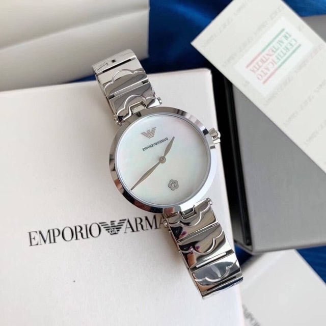 Emporio Armani Mother of Pearl Dial Silver Stainless Steel Dial Watch For Women - AR11235 Watches Emporio Armani   