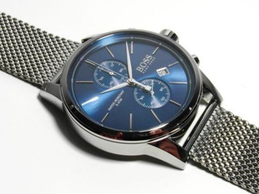 Hugo Boss Jet Blue Dial Silver Mesh Bracelet Watch for Men - 1513441 Watches Hugo Boss   