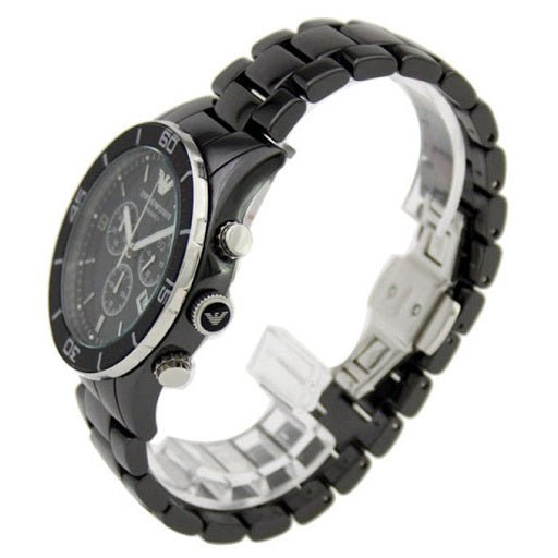 Emporio Armani Black Ceramic Chronograph Black Dial Watch For Men - AR1421 Watches Emporio Armani   