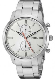 Fossil Townsman White Dial Silver Steel Strap Watch for Men - FS5346 Watches Fossil   