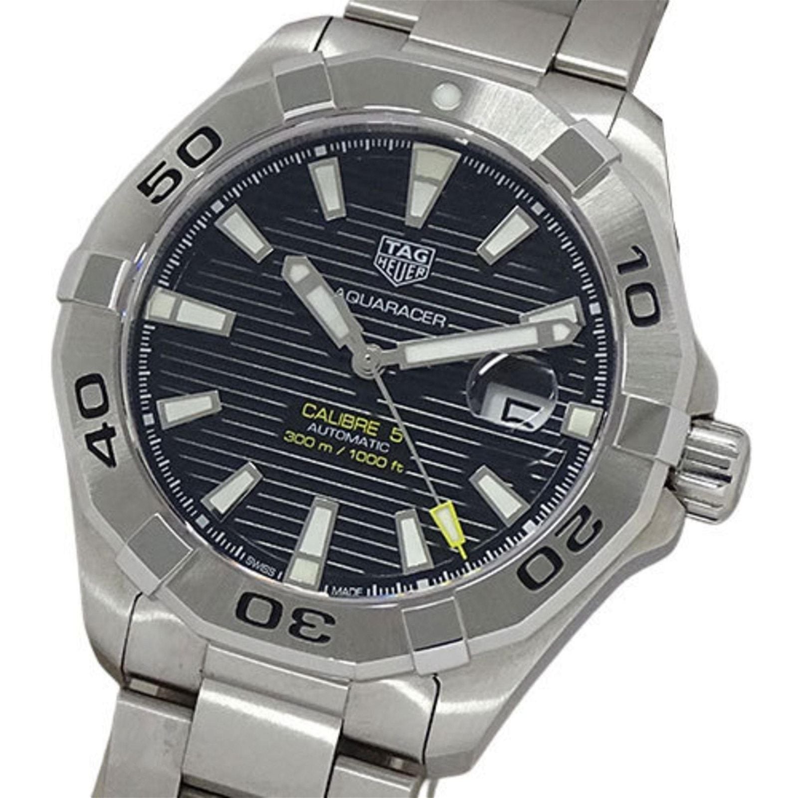 Tag Heuer Aquaracer Automatic Black Dial Silver Steel Strap Watch for Men - WAY2010.BA0927 Watches Tag Heuer   