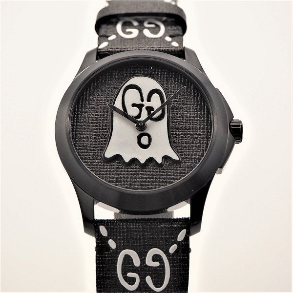 Gucci G Timeless Ghost Motif Black DIal Watch For Men - YA1264018 Watches Gucci   