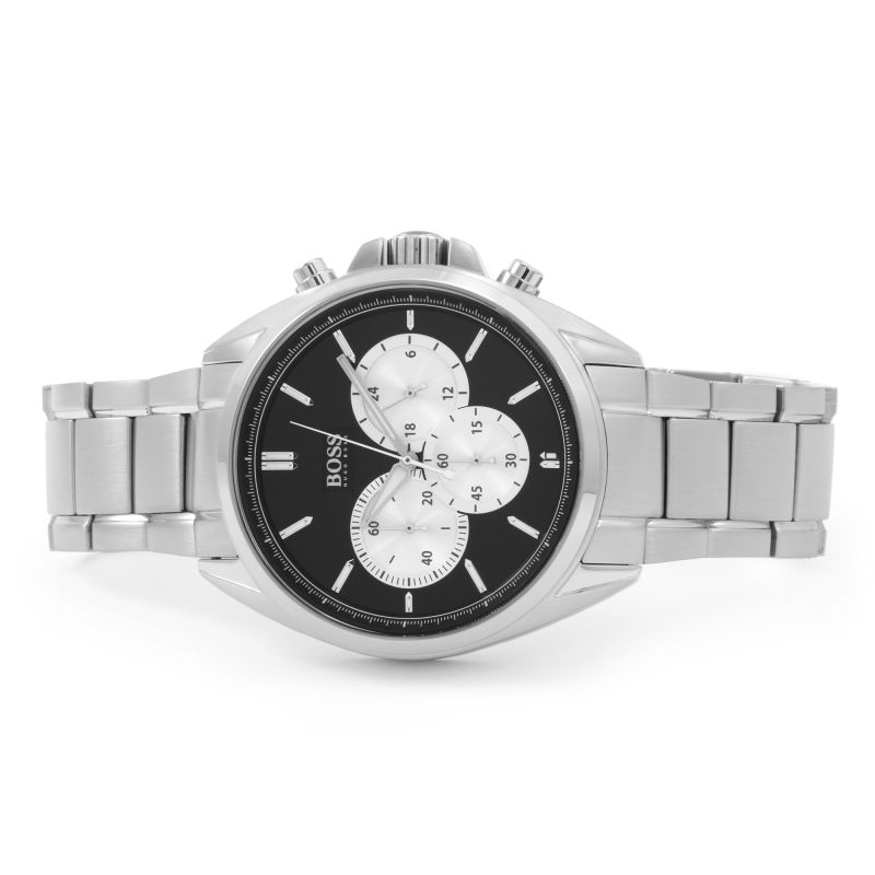 Hugo Boss Driver Black Dial Silver Steel Strap Watch for Men - 1512883 Watches Hugo Boss   