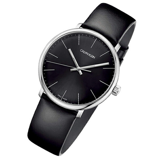 Calvin Klein High Noon Quartz Black Dial Black Leather Strap Watch for Men - K8M211C1 Watches Calvin Klein   