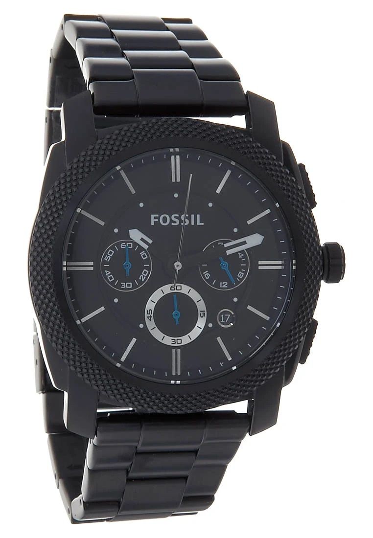 Fossil Machine Chronograph Black Dial Black Steel Strap Watch for Men - FS4552 Watches Fossil   