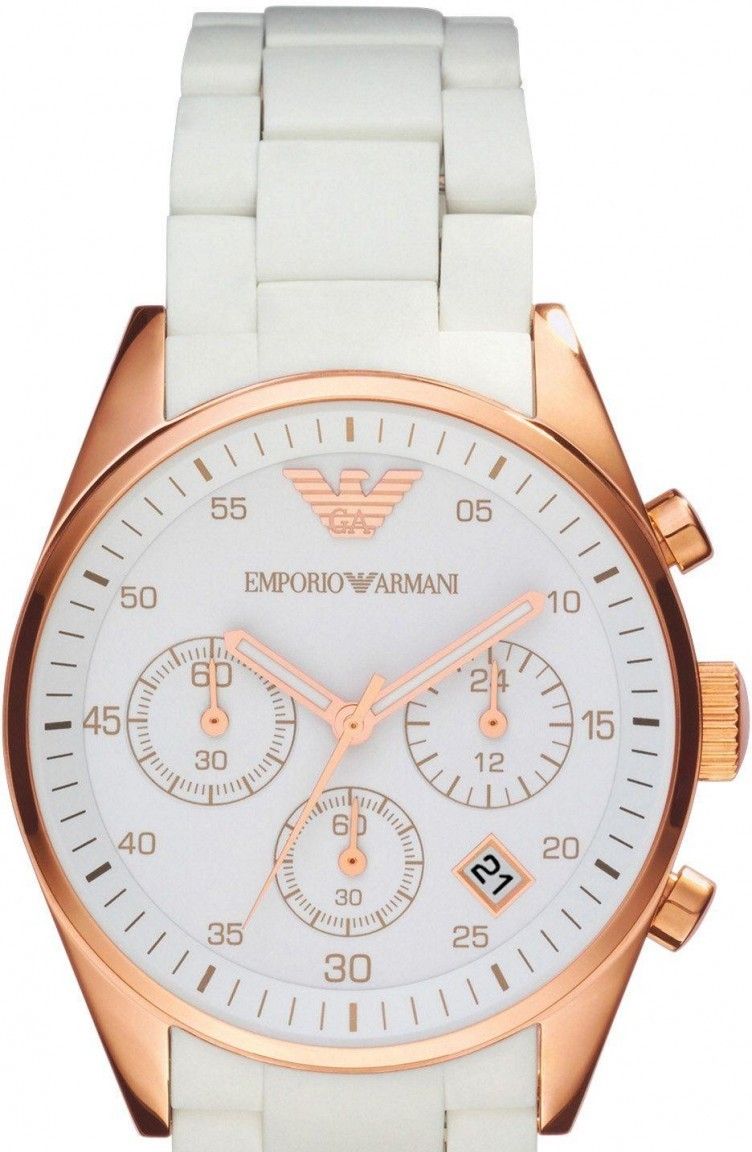 Emporio Armani Sportivo Silver Dial White Silicone Strap Watch For Women - AR5920 Watches Emporio Armani   