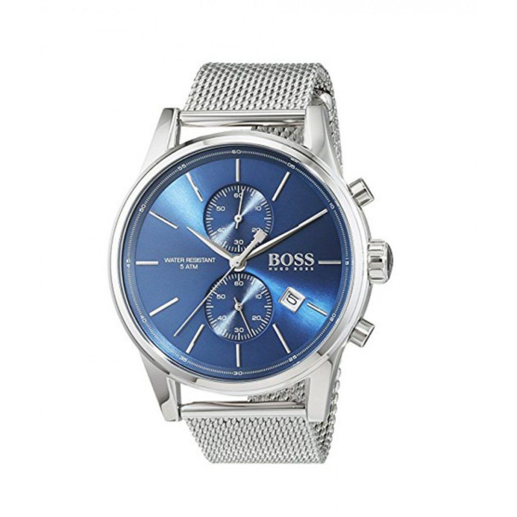 Hugo Boss Jet Blue Dial Silver Mesh Bracelet Watch for Men - 1513441 Watches Hugo Boss   