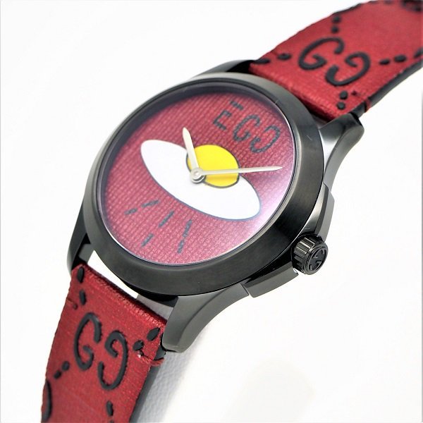 Gucci G Timeless Ghost UFO Red Dial Red Leather Strap Watch For Men - YA1264023 Watches Gucci   