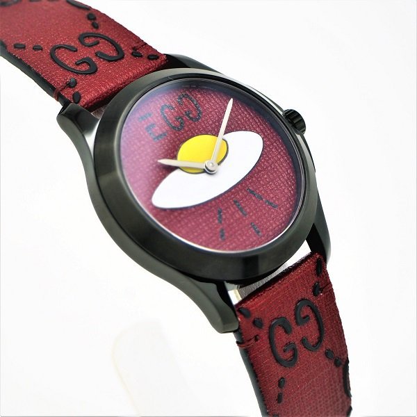 Gucci G Timeless Ghost UFO Red Dial Red Leather Strap Watch For Men - YA1264023 Watches Gucci   