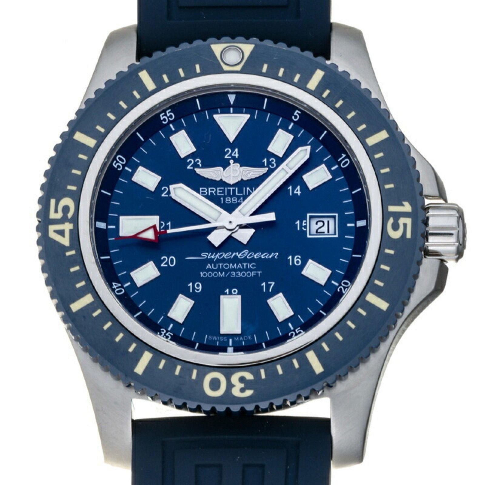 Breitling Superocean 44mm Diver Pro III Special Mariner Blue Dial Blue Rubber Strap Mens Watch - Y1739316/C959 Watches Breitling   