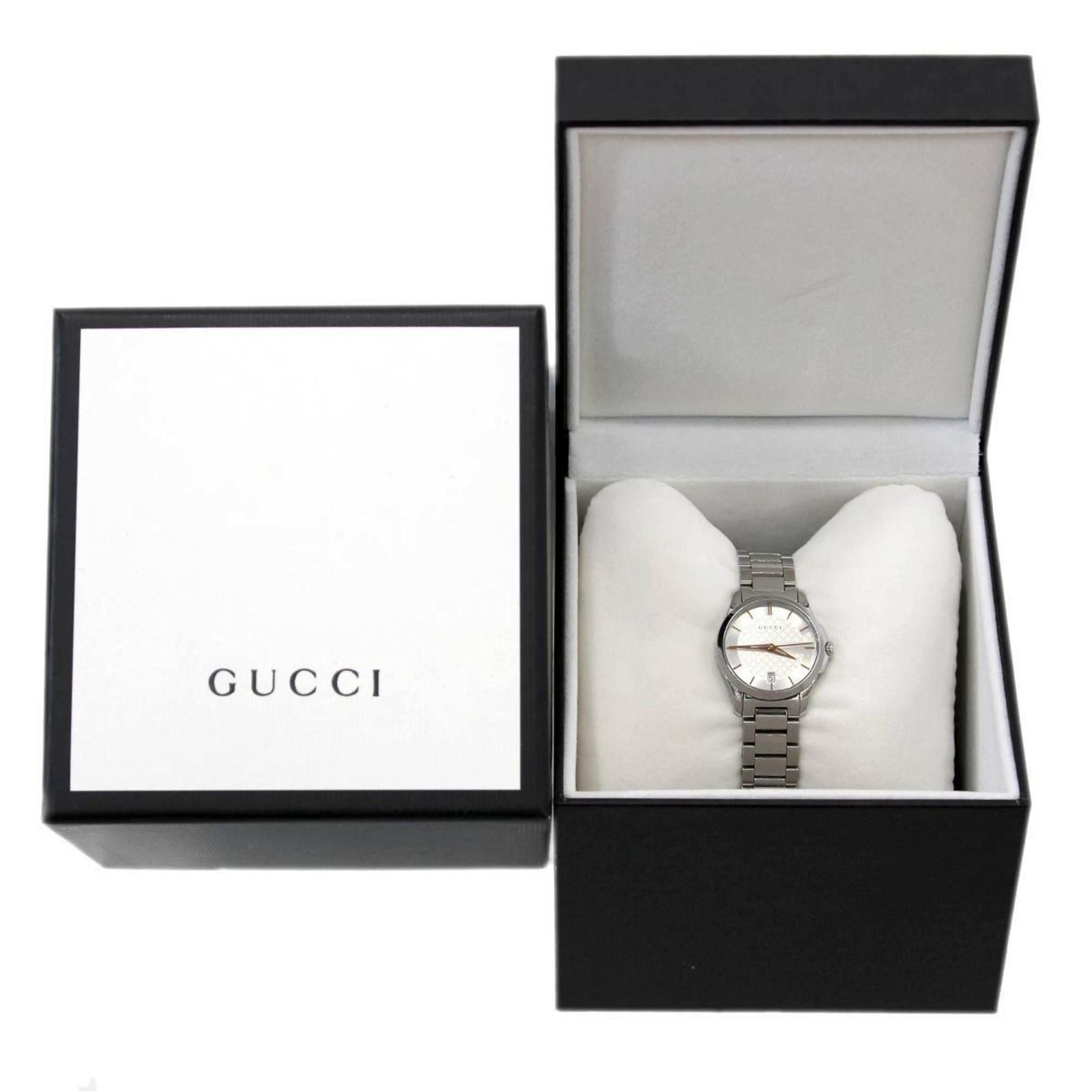 Gucci G Timeless Silver Dial Silver Steel Strap Watch For Women - YA126523 Watches Gucci   