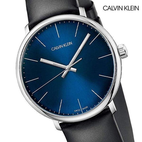 Calvin Klein High Noon Quartz Blue Dial Black Leather Strap Watch for Men - K8M211CN Watches Calvin Klein   