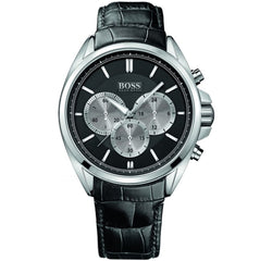 Hugo Boss Driver Black Dial Black Leather Strap Watch for Men - 1512879 Watches Hugo Boss   