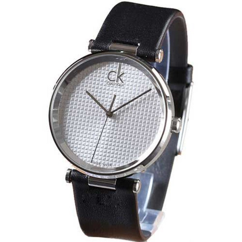 Calvin Klein Sight Silver Dial Black Leather Strap Watch for Men - K1S21120 Watches Calvin Klein   