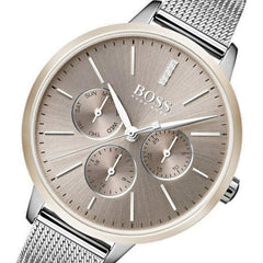 Hugo Boss Symphony Brown Dial Silver Mesh Bracelet Watch for Women - 1502423 Watches Hugo Boss   