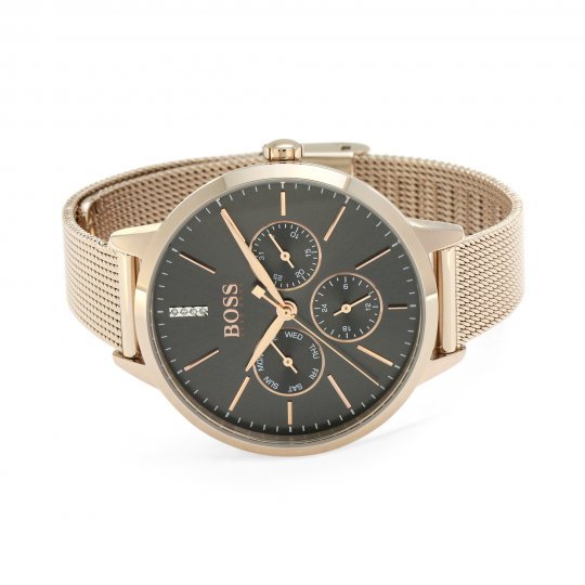 Hugo Boss Symphony Grey Dial Gold Mesh Bracelet Watch for Women - 1502424 Watches Hugo Boss   