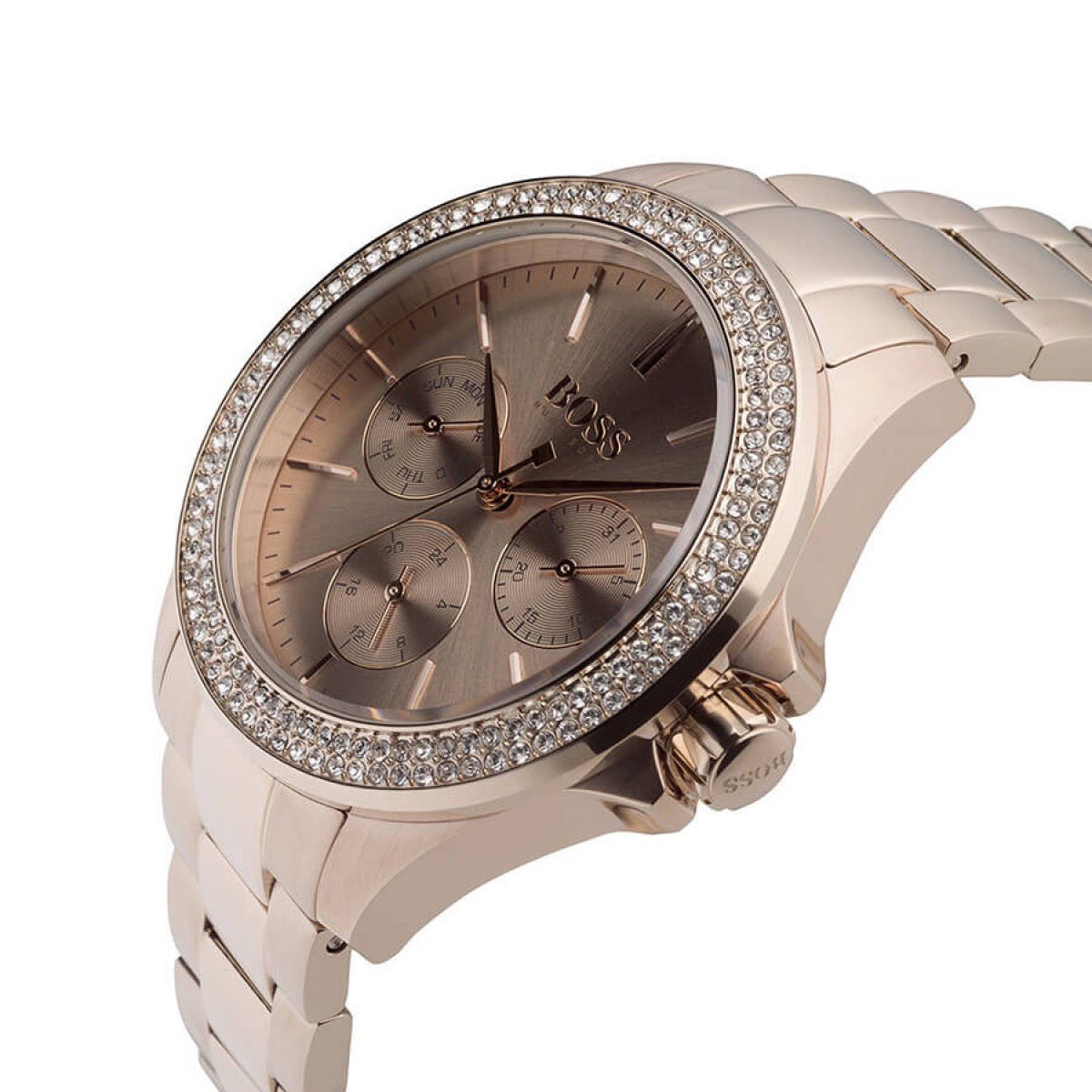 Hugo Boss Premiere Rose Gold Dial with DIamonds Rose Gold Steel Strap Watch for Women - 1502443 Watches Hugo Boss   