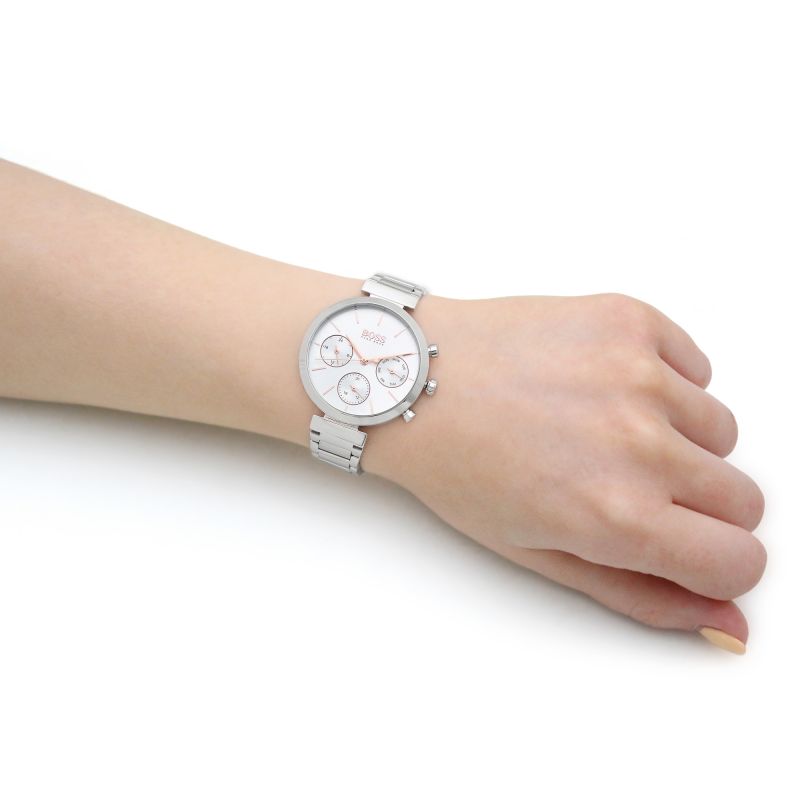 Hugo Boss Flawless Silver Dial Silver Steel Strap Watch for Women - 1502530 Watches Hugo Boss   