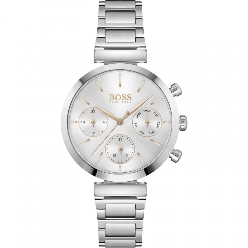 Hugo Boss Flawless Silver Dial Silver Steel Strap Watch for Women - 1502530 Watches Hugo Boss   