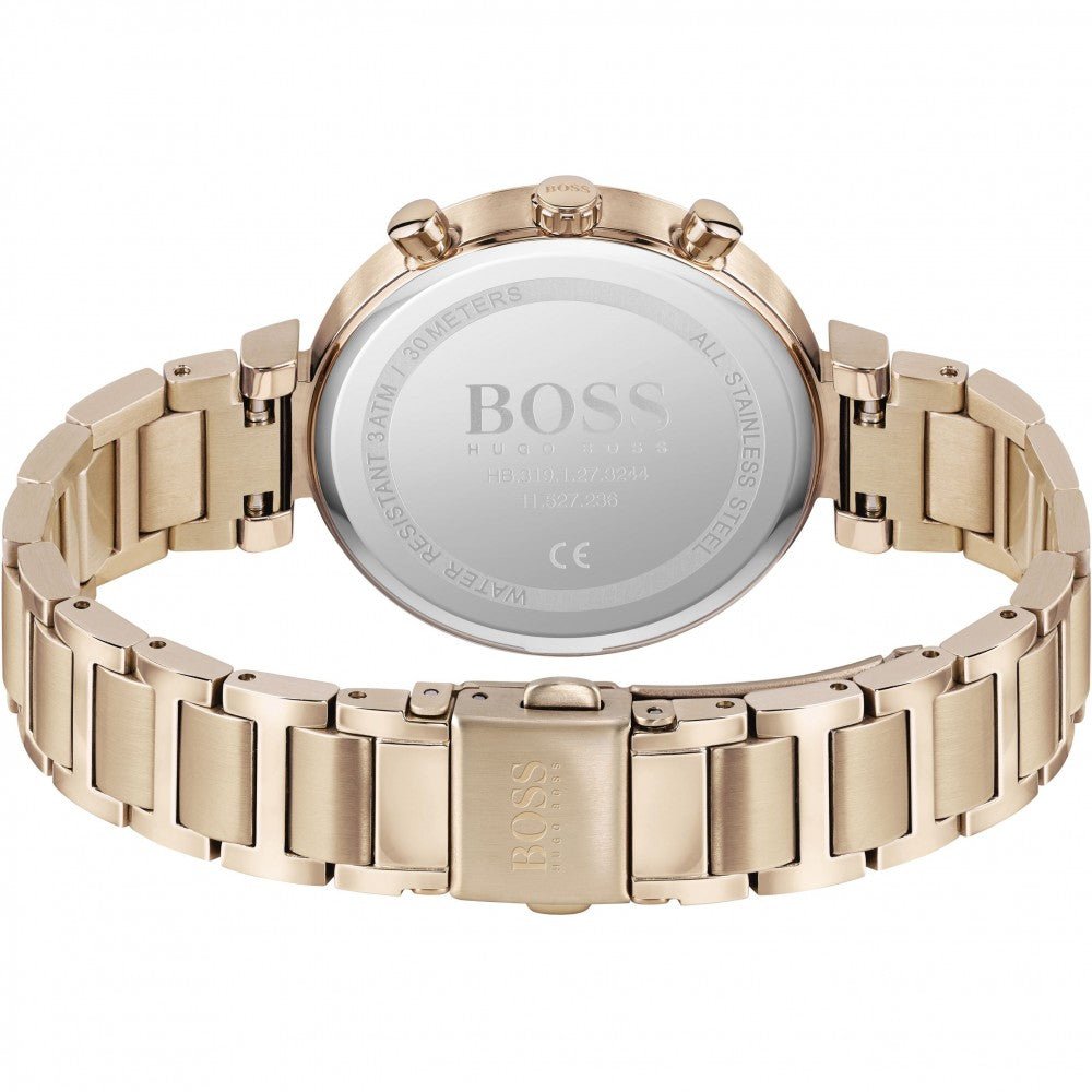 Hugo Boss Flawless Quartz White Dial Gold Steel Strap Watch for Women -1502531 Watches Hugo Boss   