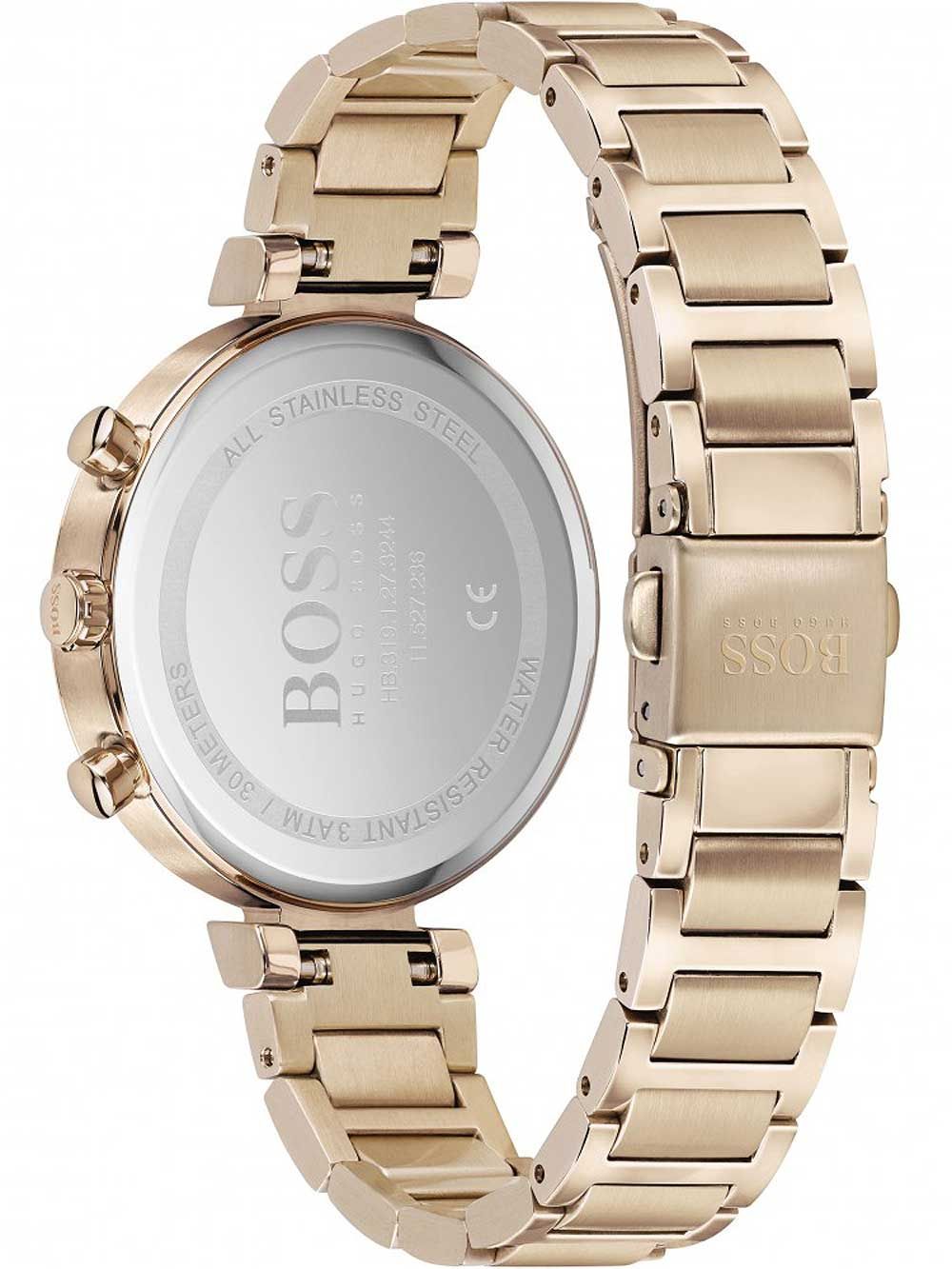 Hugo Boss Flawless Quartz White Dial Gold Steel Strap Watch for Women -1502531 Watches Hugo Boss   