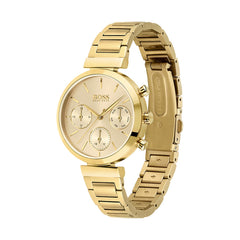 Hugo Boss Flawless Gold Dial Gold Steel Strap Watch for Women - 1502532 Watches Hugo Boss   