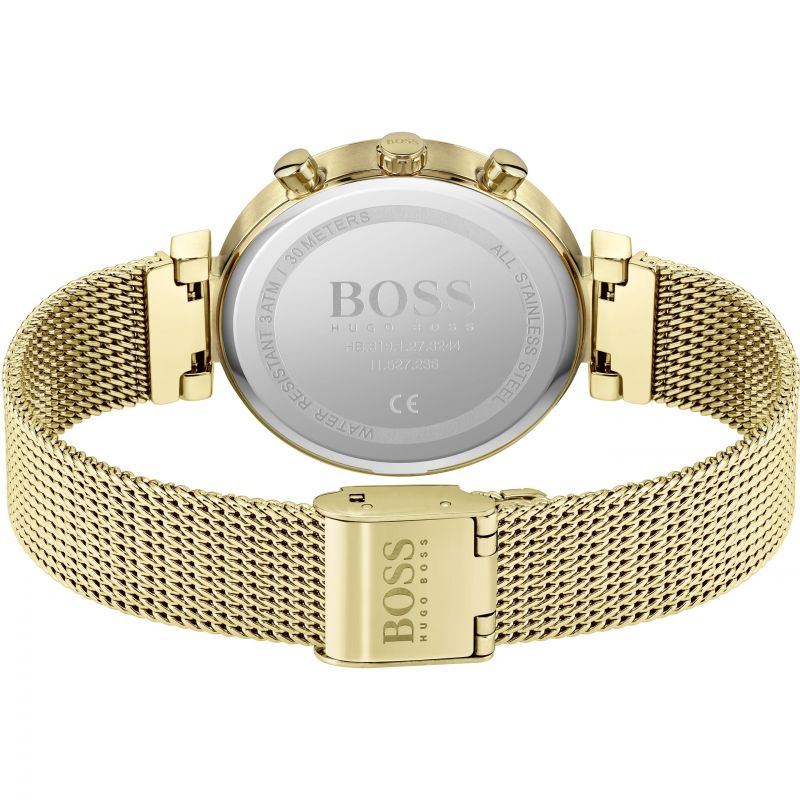 Hugo Boss Flawless White Dial Gold Mesh Bracelet Watch for Women - 1502552 Watches Hugo Boss   