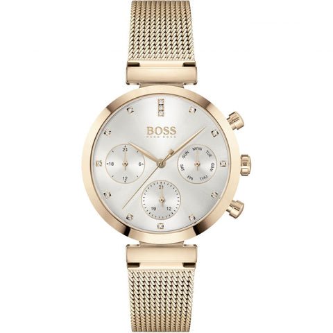 Hugo Boss Flawless White Dial Gold Mesh Bracelet Watch for Women - 1502553 Watches Hugo Boss   