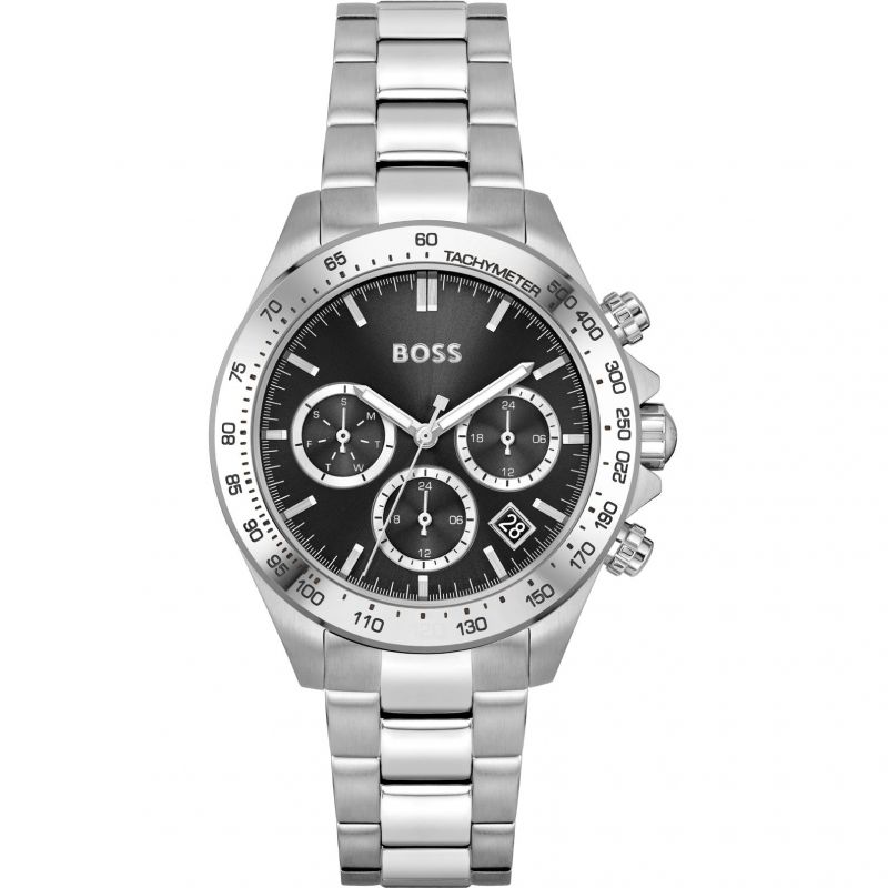 Hugo Boss Novia Black Dial Silver Steel Strap Watch for Women - 1502614 Watches Hugo Boss   