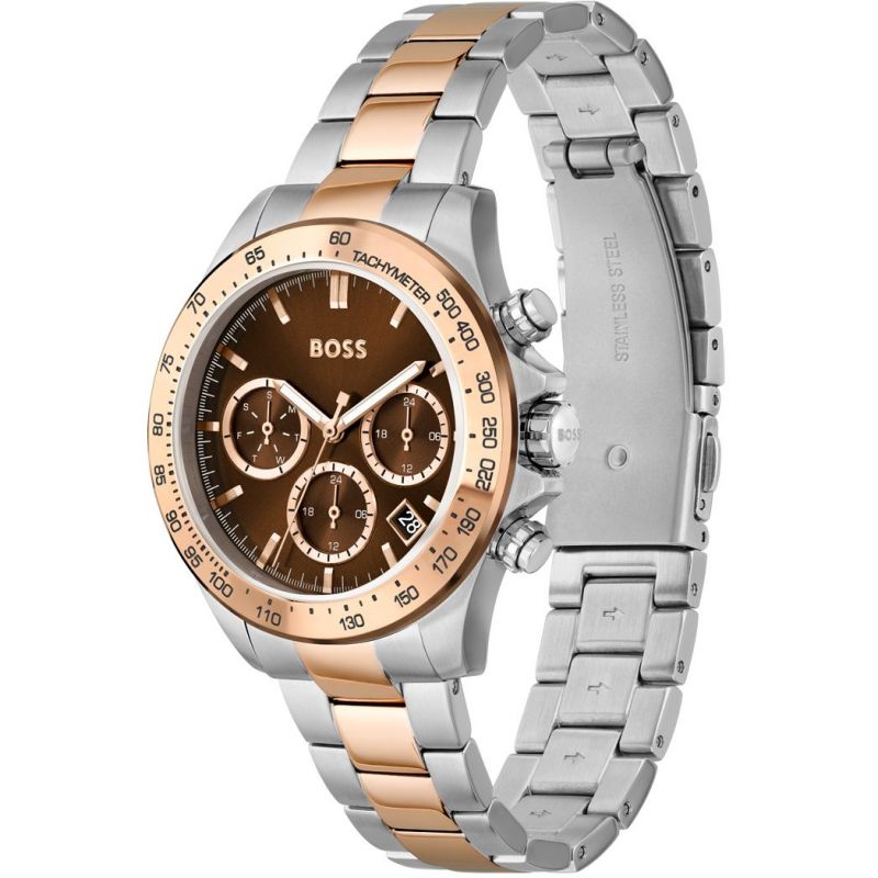 Hugo Boss Novia Brown Dial Two Tone Steel Strap Watch for Women - 1502617 Watches Hugo Boss   