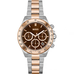 Hugo Boss Novia Brown Dial Two Tone Steel Strap Watch for Women - 1502617 Watches Hugo Boss   