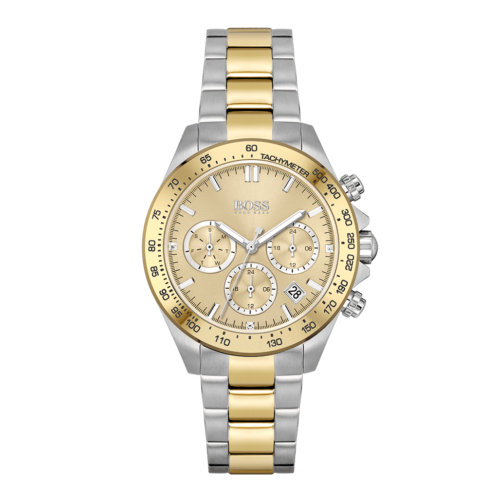Hugo Boss Novia Gold Dial Two Tone Steel Strap Watch for Women - 1502618 Watches Hugo Boss   