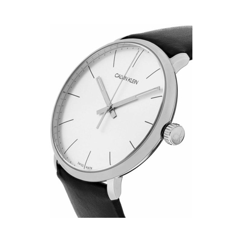 Calvin Klein High Noon Quartz White Dial Black Leather Strap Watch for Men - K8M211C6 Watches Calvin Klein   