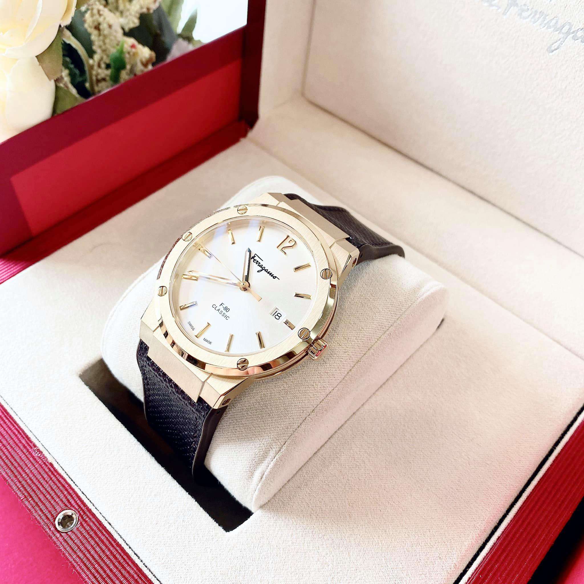 Salvatore Ferragamo Classic White Dial Brown Leather Strap Watch for Men - SFDT00819 Watches Salvatore Ferragamo   
