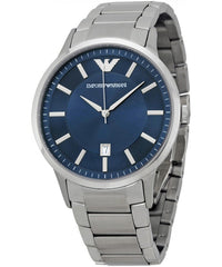 Emporio Armani Renato Blue Dial Silver Stainless Steel Strap Watch For Men - AR2477 Watches Emporio Armani   