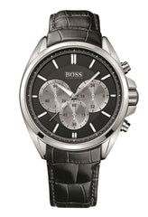 Hugo Boss Driver Black Dial Black Leather Strap Watch for Men - 1512879 Watches Hugo Boss   