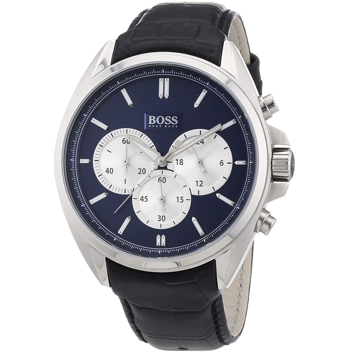 Hugo Boss Driver Blue Dial Black Leather Strap Watch for Men - 1512882 Watches Hugo Boss   