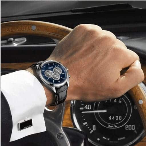 Hugo Boss Driver Blue Dial Black Leather Strap Watch for Men - 1512882 Watches Hugo Boss   