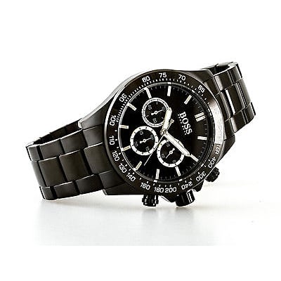 Hugo Boss Ikon Chronograph Black Dial Black Steel Strap Watch for Men - 1512961 Watches Hugo Boss   