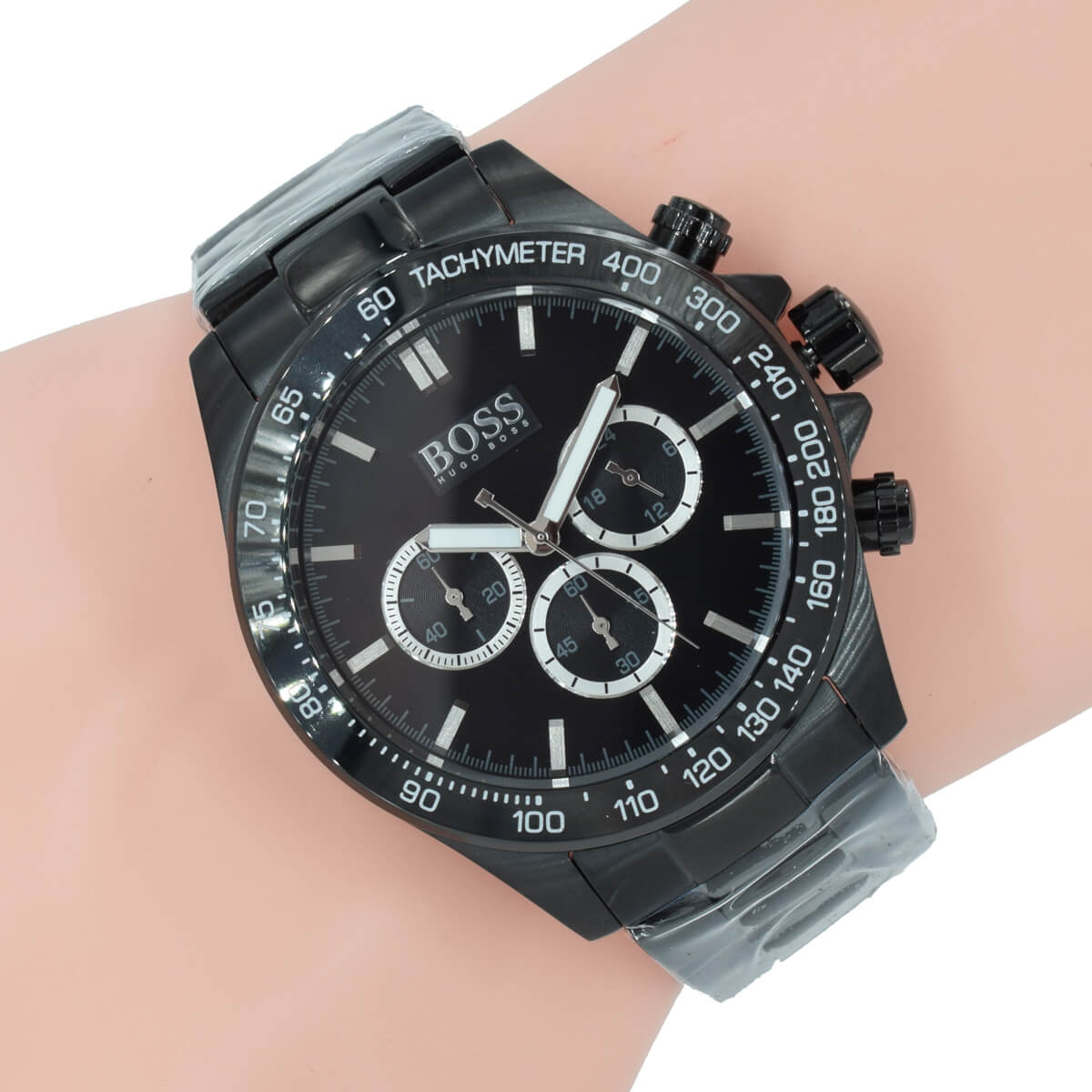 Hugo Boss Ikon Chronograph Black Dial Black Steel Strap Watch for Men - 1512961 Watches Hugo Boss   